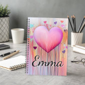 Carnet Pink Watercolor Heart Love Flows 