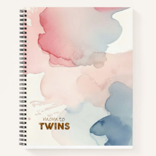 Carnet Pink Watercolor Maman to Twins