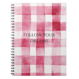 Carnet Pink White Plaid Stripes Anniversaire