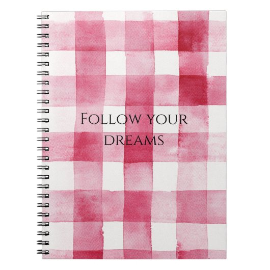 Carnet Pink White Plaid Stripes Anniversaire (Devant)