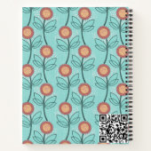 Carnet Pink & Yellow flowers on mint green (Dos)