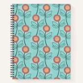 Carnet Pink & Yellow flowers on mint green (Devant)
