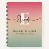 Carnet Pink Yellow & Green Gradient Nom du script Monogra (Devant)