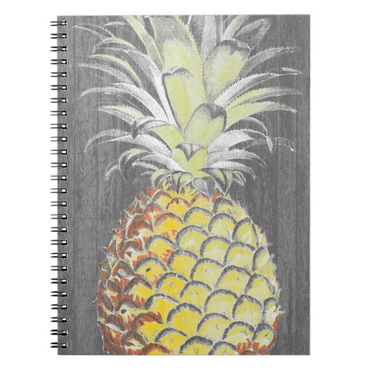 Carnet Pinneappa jaune tropical sur gris (Devant)