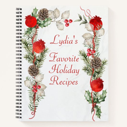 Carnet Pins de Noël et baies Recette de vacances (Devant)
