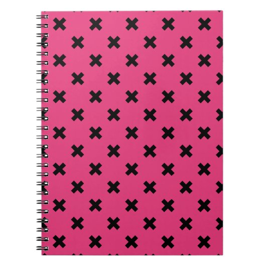 Carnet Piqûres de croix noire sur fuchsia (Devant)