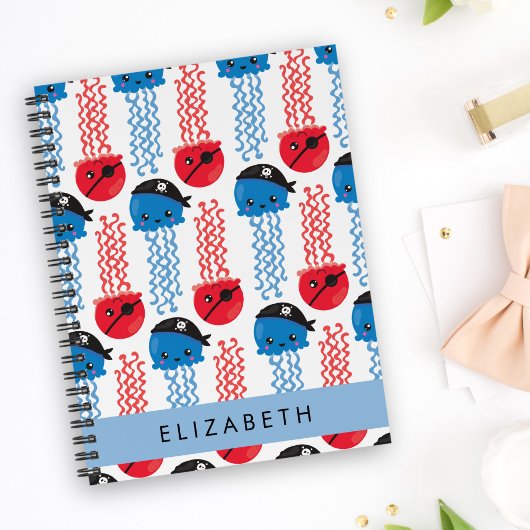 Carnet Pirate Jellyfish, Motif de méduses, Votre nom