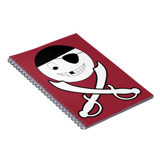 Carnet Pirate Souri Amical avec Épées Croisées sur Fond R (Côté Droit)