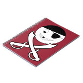Carnet Pirate souriant avec épées croisées sur rouge (Côté gauche)