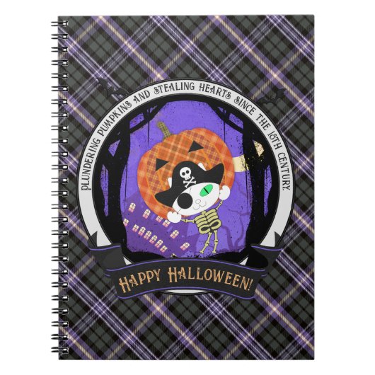 Carnet Pirate squelette chat et plaid (Devant)