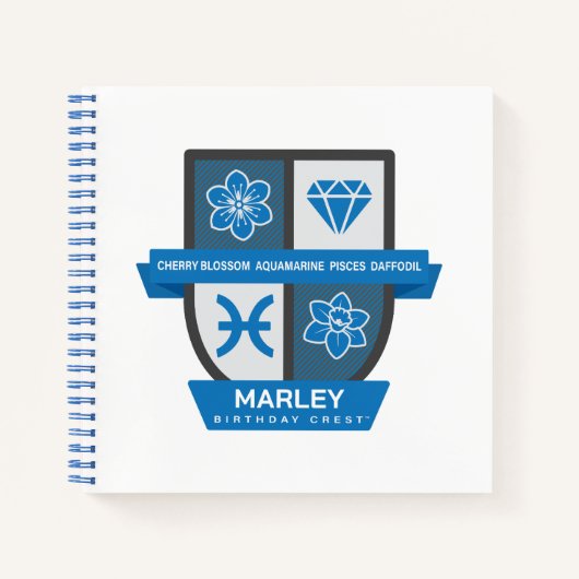 Carnet Pisces Crest d'anniversaire™ pour le 1er-20 mars (Devant)