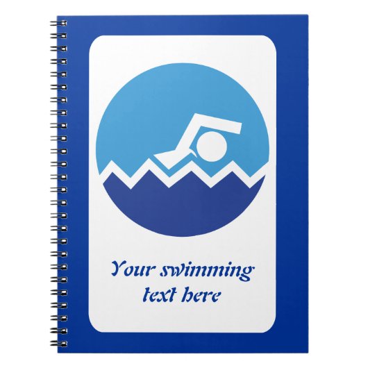 Carnet Pismming venin, swimmer on blue circle custom (Devant)