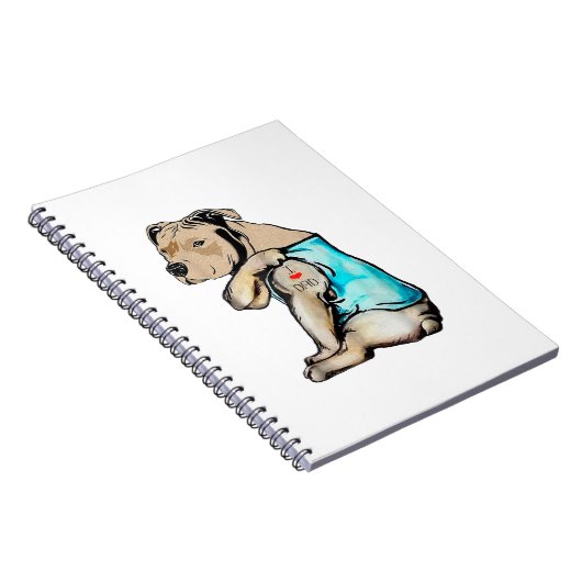 Carnet Pitbull Chien I Love Papa Tattoo drôle Famille (Côté Droit)