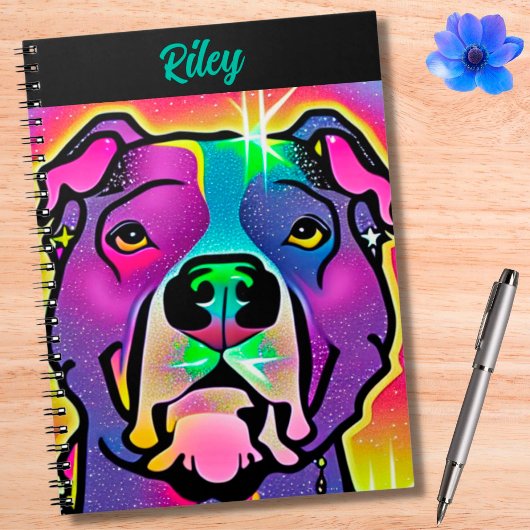 Carnet Pitbull Chien Pop Art Personnalisé
