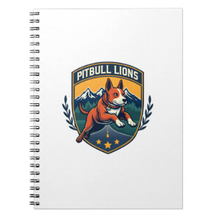 Carnet Pitbull Lions Mascotte Vintage Badge Sportif Vecte