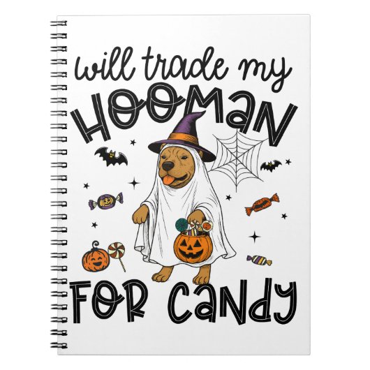 Carnet Pitpull Chien Halloween Ghost Éffrayant (Devant)