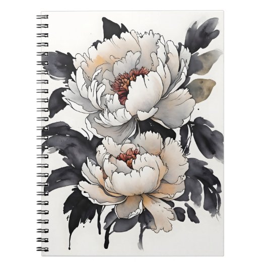 Carnet Pivoine - Fleurs à l'aquarelle (Devant)