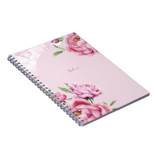 Carnet Pivoine Florale Rose Aquarelle
