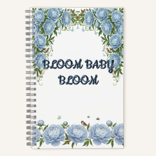 Carnet Pivoine Luxueuse Florale Bleu Clair