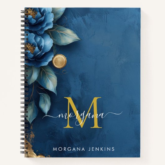 Carnet Pivoine Or Bleu Foncé (Devant)