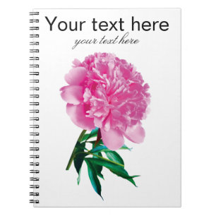 Carnet Pivoine rose Photo Moderne Personnaliser le texte