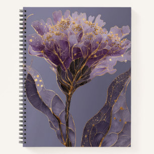 Carnet Pivoine Violette Inspirée Fleurie Accents Dorés