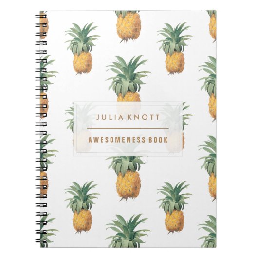 Carnet PixDezines Ananas Vintage/fond+texte DIY (Devant)