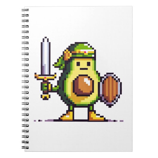 Carnet Pixel Avocado Warrior - 8 bits de personnage de je (Devant)
