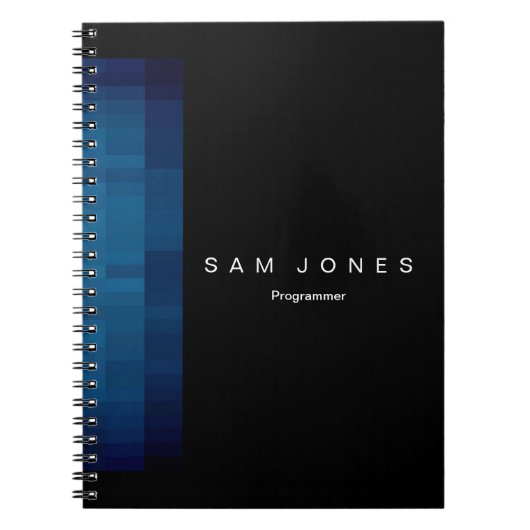 Carnet Pixel Noir et Bleu Moderne (Devant)