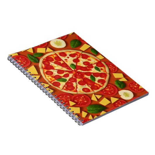 Carnet Pizza tomate basilic motif lumineux (Côté Droit)