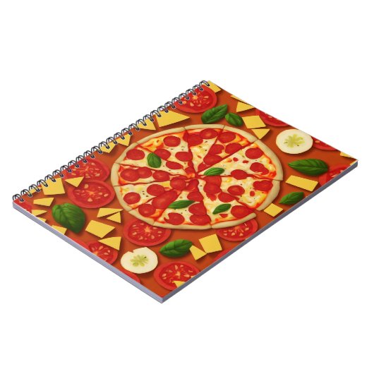 Carnet Pizza tomate basilic motif lumineux (Côté gauche)