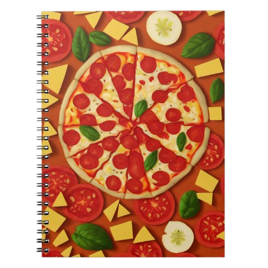 Carnet Pizza tomate basilic motif lumineux (Devant)