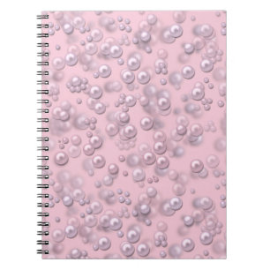 Carnet Placers de perles blanches roses sur velours rose