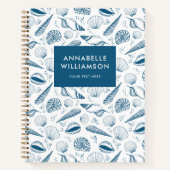 Carnet Plage bleu coquillage et blanc (Devant)