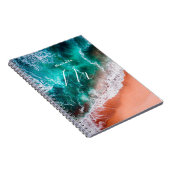 Carnet Plage bleu moderne Monogramme (Côté Droit)