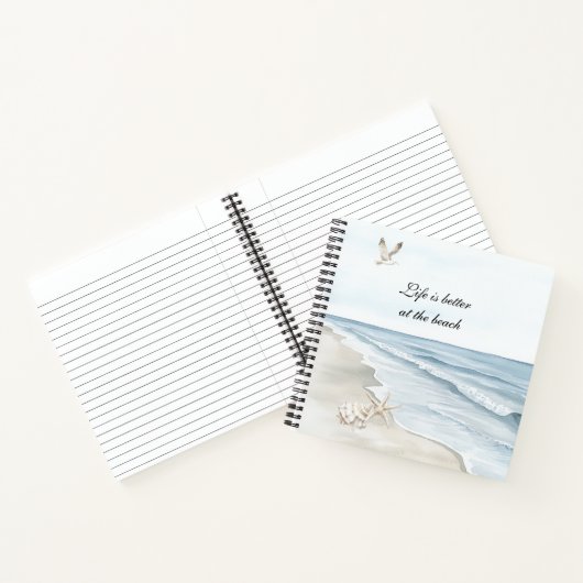 Carnet Plage bleue étoile de mer océan oiseaux de mer (Intérieur)