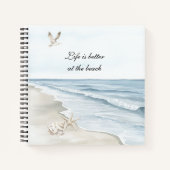 Carnet Plage bleue étoile de mer océan oiseaux de mer (Devant)
