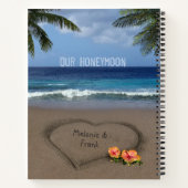 Carnet Plage Coeur avec texte personnalisable à l'avant e (Dos)