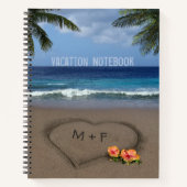 Carnet Plage Coeur avec texte personnalisable à l'avant e (Devant)