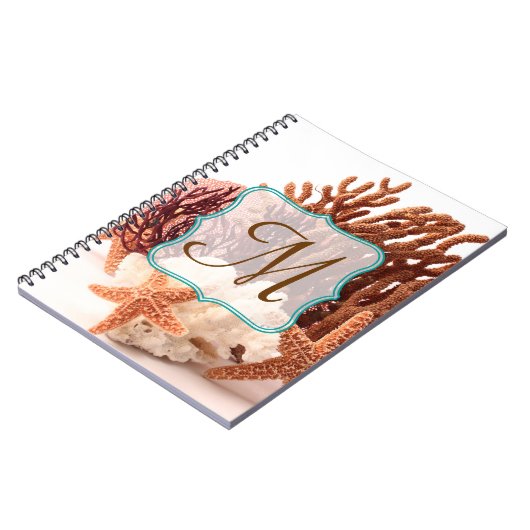 Carnet Plage Corail Star Poisson Monogramme Note initiale (Côté gauche)