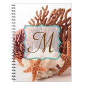 Carnet Plage Corail Star Poisson Monogramme Note initiale (Devant)