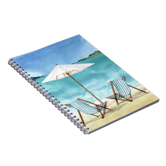 Carnet Plage Côtière Océan Scène Deux Transats (Côté Droit)