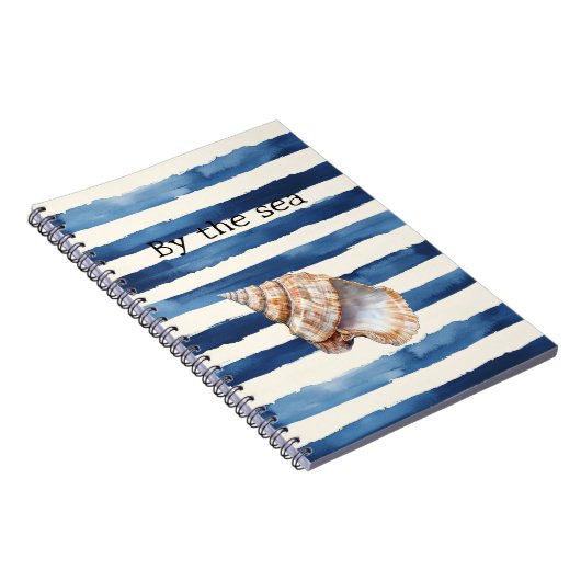 Carnet Plage de Coquillage Rayures Bleues (Côté Droit)