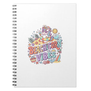 Carnet Plage de Licorne Vibes Fantaisiste Fond Blanc