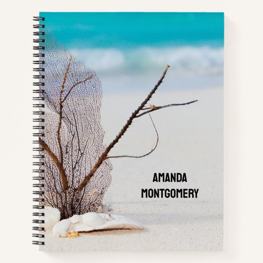 Carnet Plage de sable avec coquillages blancs (Devant)