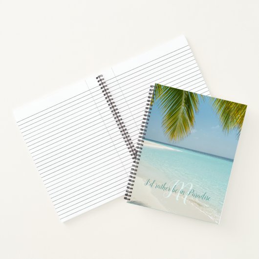 Carnet Plage de sable tropical Turquoise Typographie Palm (Intérieur)