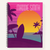 Carnet Plage de surf de coucher de soleil violet (Devant)
