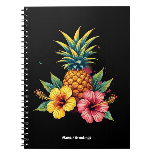 Carnet Plage d'été Hawaii Floral d'Ananas et Hibiscus (Devant)