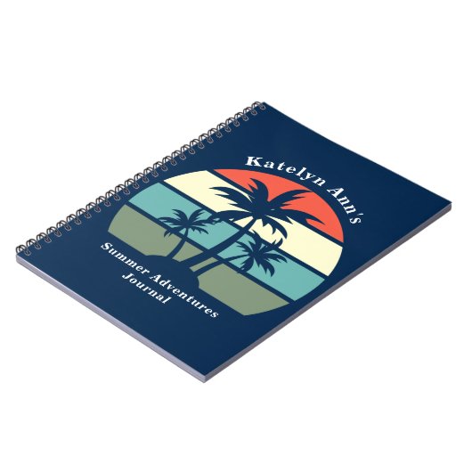 Carnet Plage d'été sur mesure Vacances Blue Palm Tree (Côté gauche)