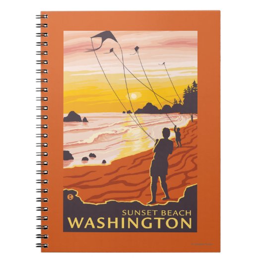 Carnet Plage et cerfs-volants - Sunset Beach, Washington (Devant)